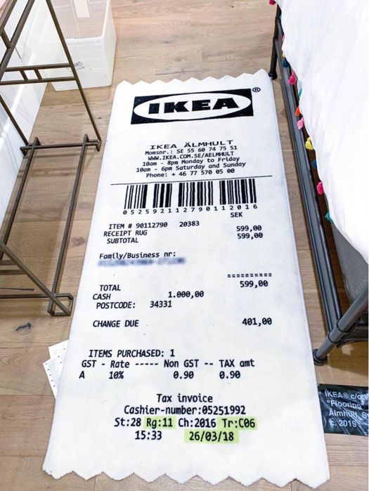 Virgil Abloh X IKEA RECEIPT Rug килим supreme jordan corteiz trapstar