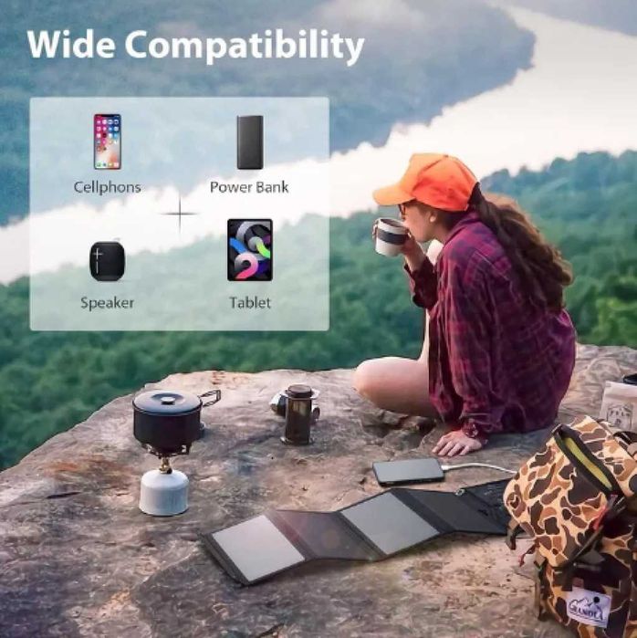 Сгъваем соларен панел 21W – USB зарядно за телефон и powerbank | Нов