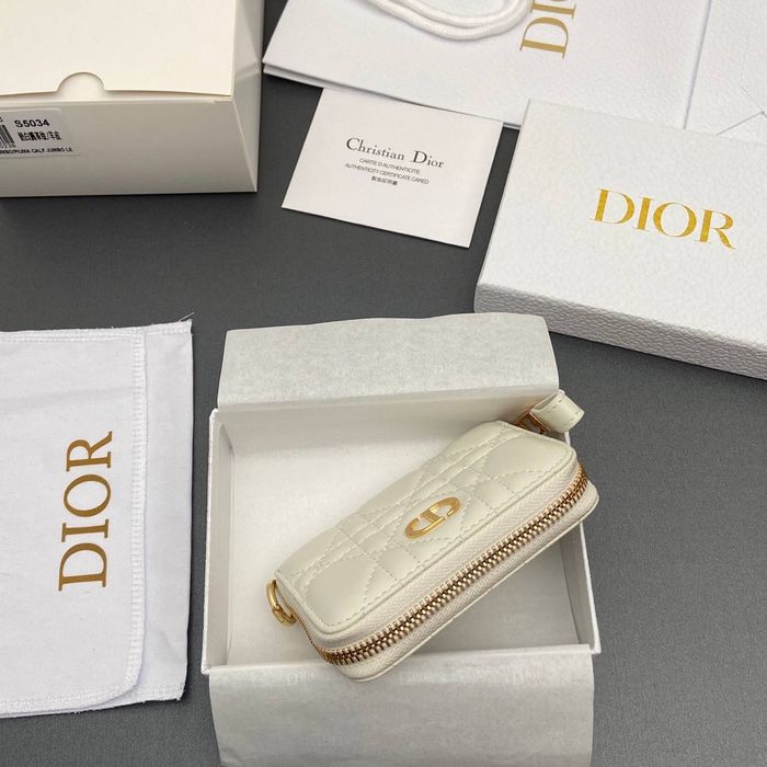 Christian Dior Caro Zipped Coin Wallet – White