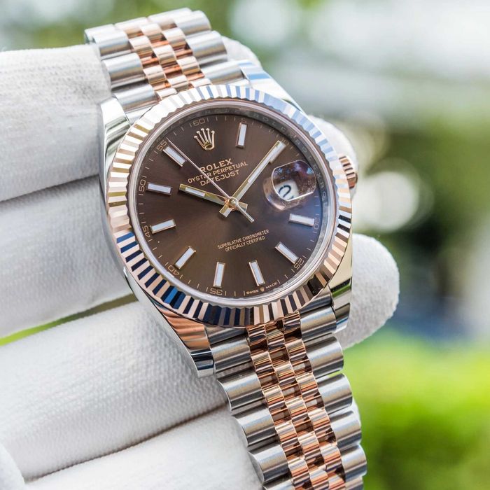 rolex datejust 41mm bi-color choholat dial