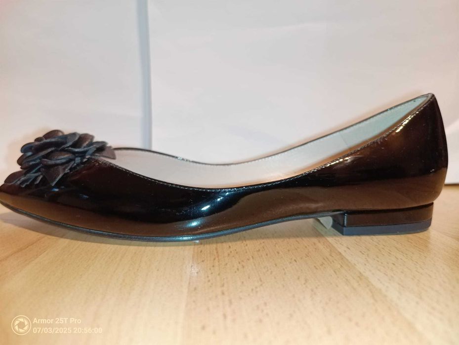 Balerini L.K. Bennett London Poppie Piele Lăcuită Neagră - Mărimea 36