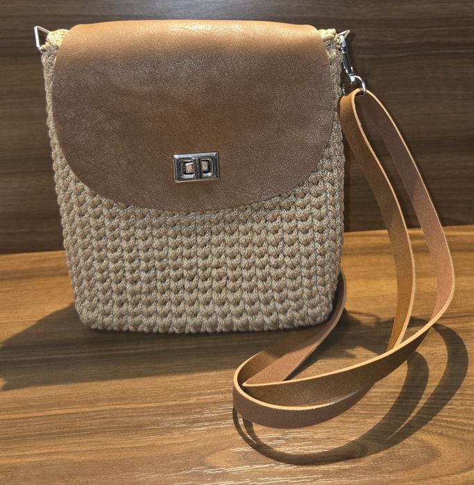 Geanta handmade maro/bej