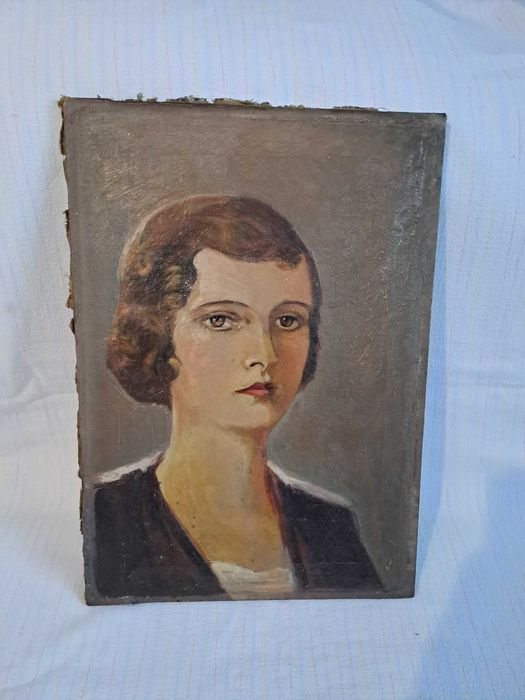 tablou foarte vechi pictura pe panza 45/32 cm