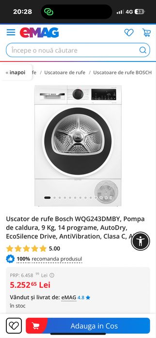 Vand masina de spaltat Bosch 9k si un uscator de rufe  tot bosch 9k