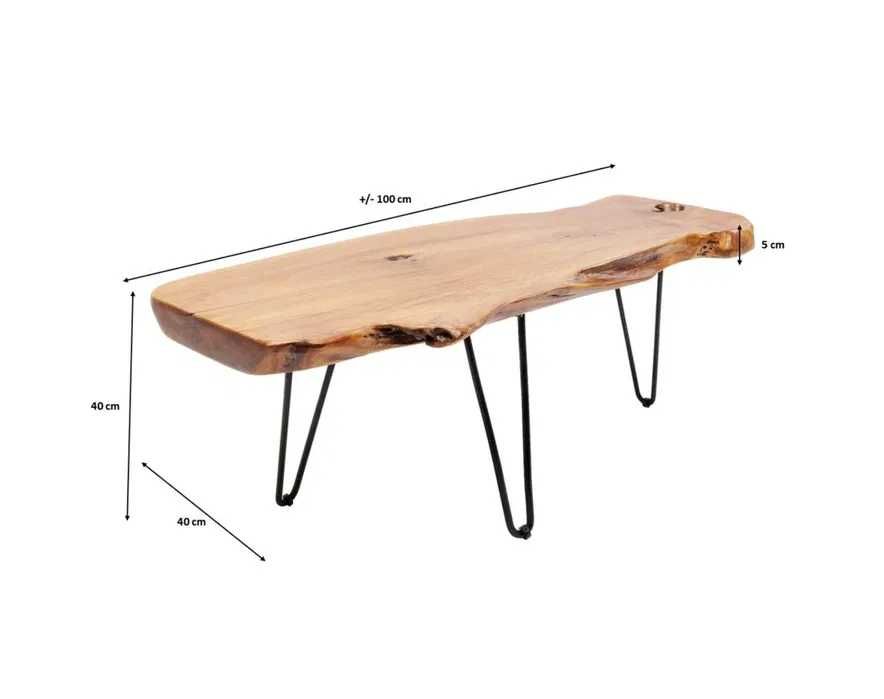 Nouǎ! Masa Cafea Lemn Solid Salcâm Picioare Pin Fier Scandinav Rustic