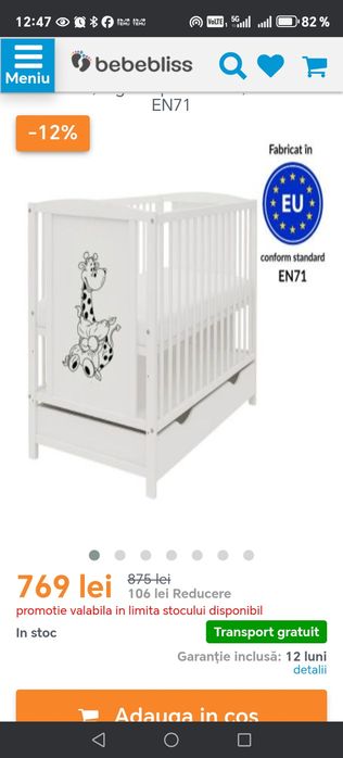 Pătuț copil cu saltea și lenjerie