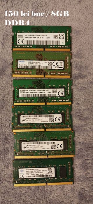 Memorii RAM DDR4 laptop 4GB / 8GB / 16GB,  perfect funcționale SH