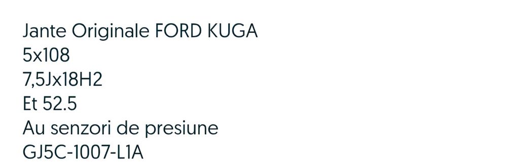 Vand jante ford kuga 2018 (3 anvelope vara)