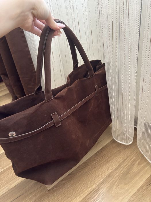 Кафява велурена чанта