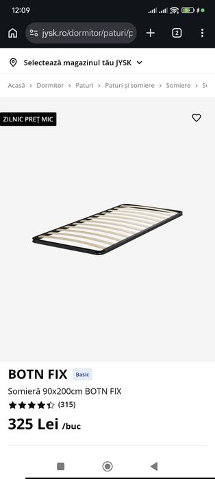 Vând două somiere 90x200 BOTN FIX - JISK