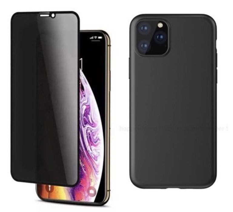 Iphone 12 13 14 PRO MAX Husa Silicon + Folie Sticla Privacy 7D Glass