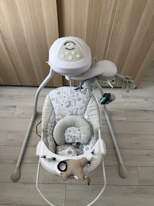 Balansoar, Leagan electric Caretero Raffi bebe, bebelusigri, rotire 90°, 5 viteze, set cu carusel si jucarii