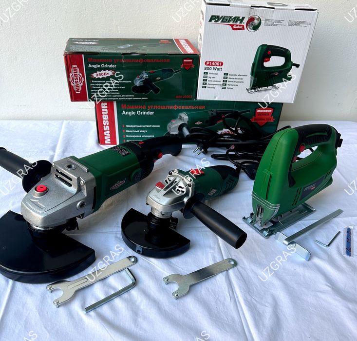 3в1 комплект вместе болгарка 125 + balgarka 180 +лобзик оригинал новый