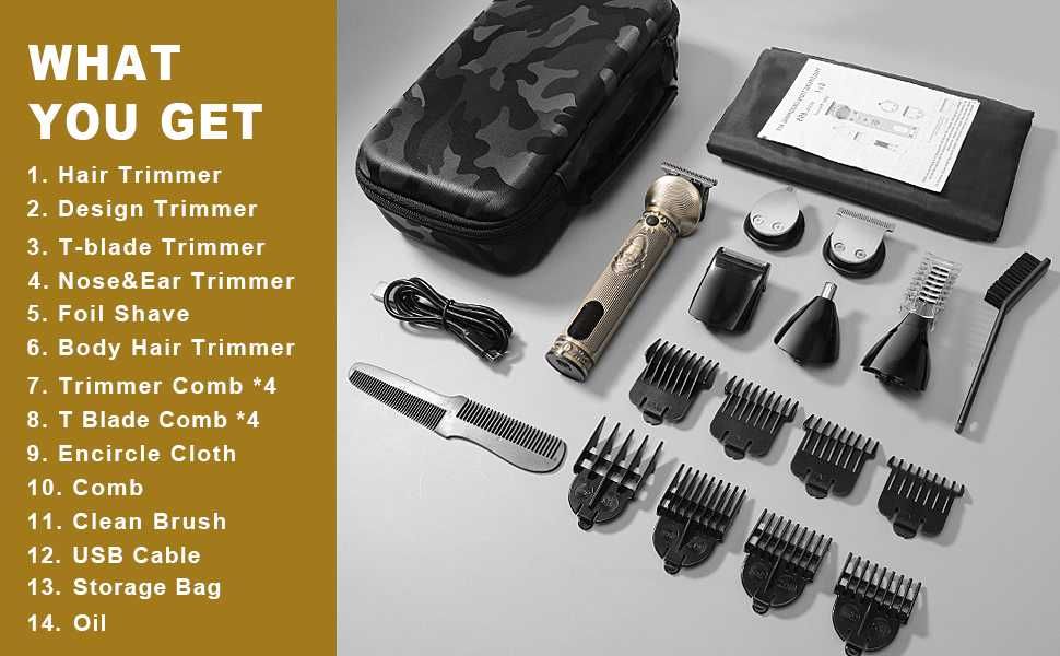 Професионален комплект за подстригване - брада коса тяло- Qreeyx 698