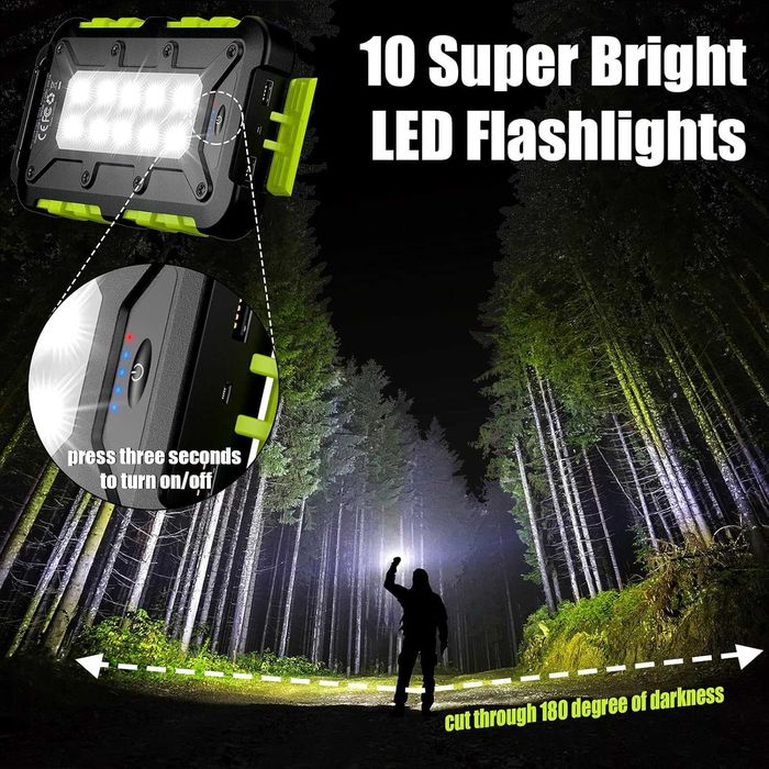 Преносимо слънчево зарядно с 3 изхода и 10 LED фенерчета