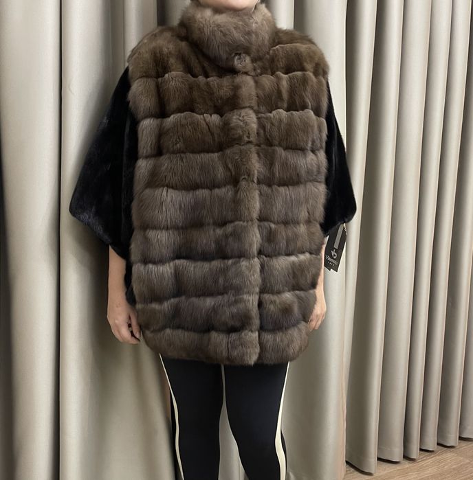 Соболиная шуба с норковыми руковами