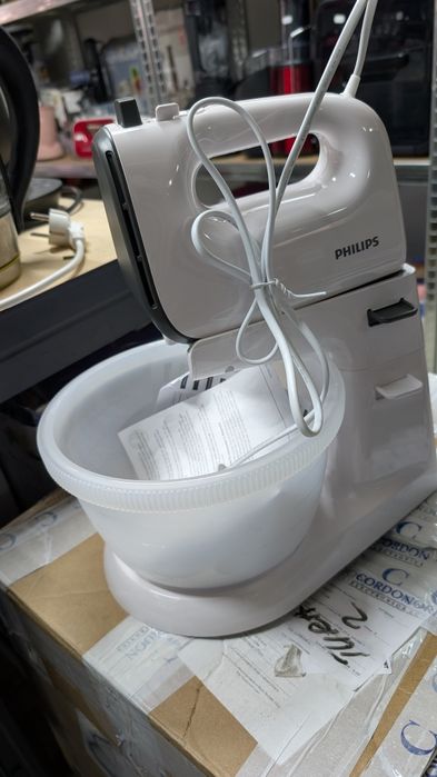 Mixer cu bol Philips Viva Collection HR3745/00, 450 W, 5 viteze, Functie Turbo