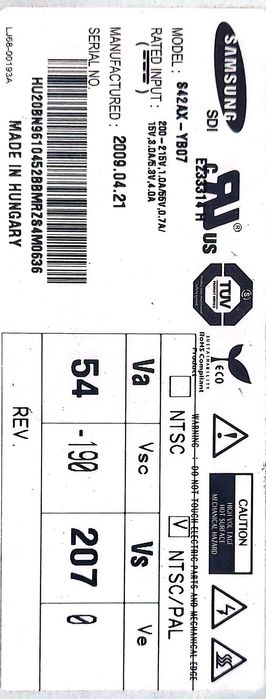 TV Samsung Plasma 108 cm.Pentru piese.