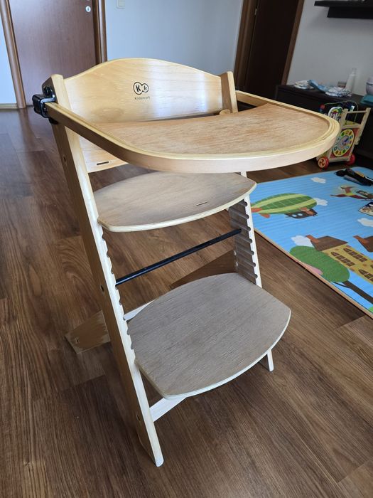 Scaun de masă Kinderkraft Enock 3 în 1, lemn natur, stare bună