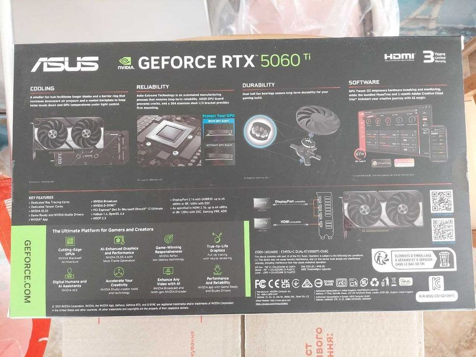 Placă video ASUS GeForce RTX 5060 Ti 16GB, complet nouă