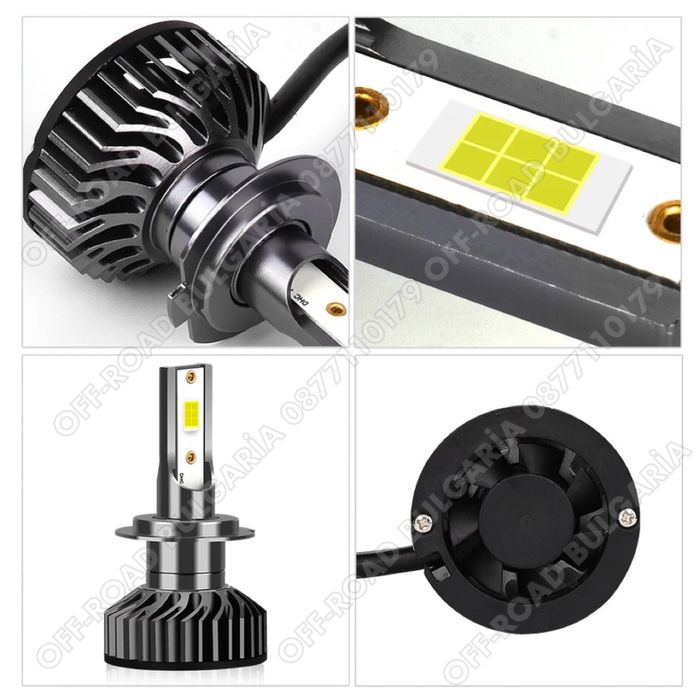 2 БРОЯ LED Диодни крушки H7 180W 12-24V +200%