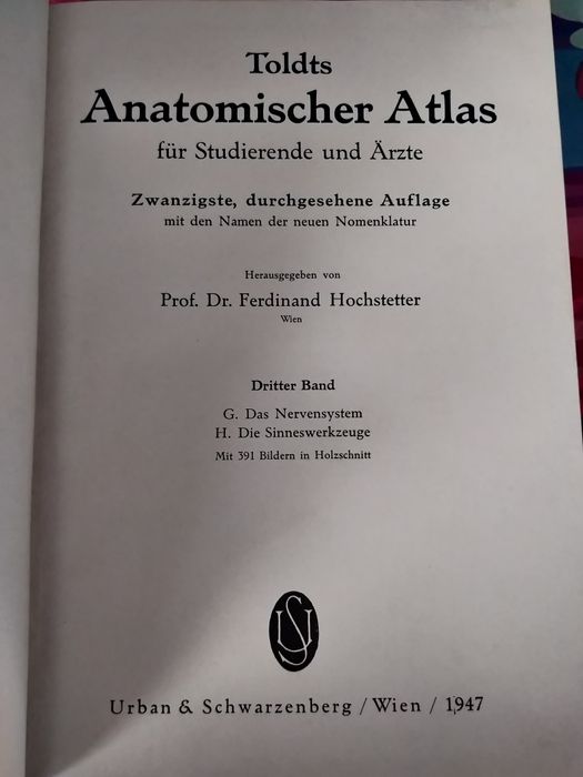 Немски анатомичен атлас книга 1947 Виена