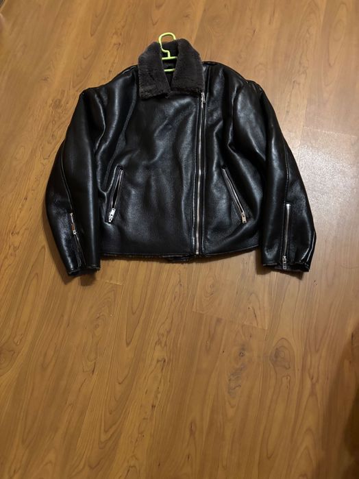 Зимно подплатено кожено яке Mango