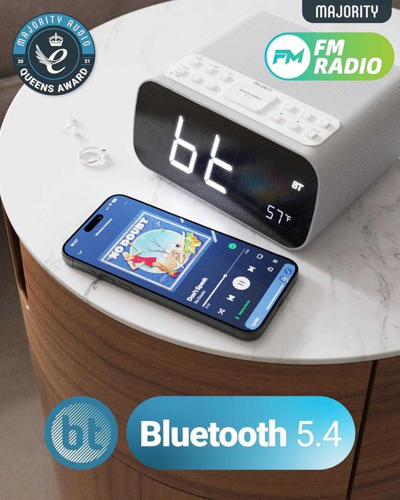Повечето Bluetooth будилници с безжично зареждане | Нощно часовник за спалня с 10W мощност FM радио