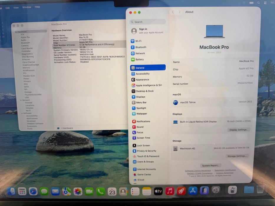 MacBook Pro 16" M2 PRO 12-Core CPU, 19-Core GPU, 32GB RAM, 1TB SSD