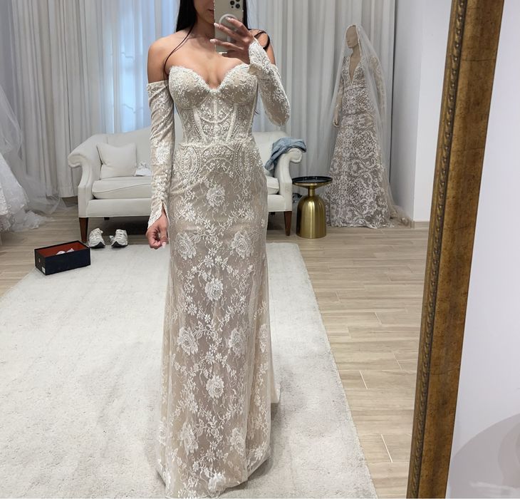 Rochie mireasa perle  ERSA Atelier dantela de matase