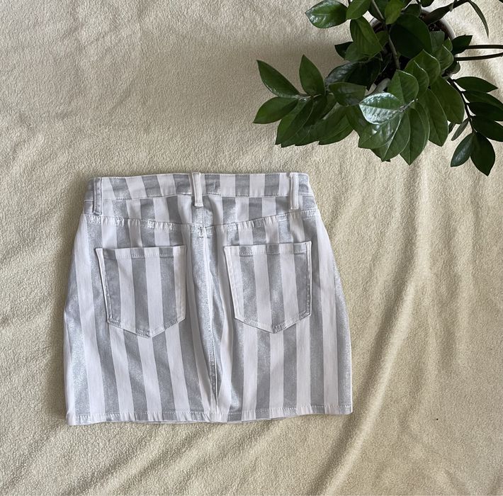 Къса пола на сребристи райета