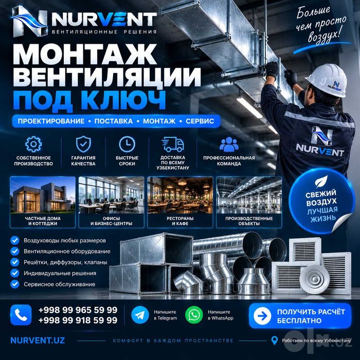 Вентиляция. Воздуховоды. Лазерная резка. Монтаж под ключ