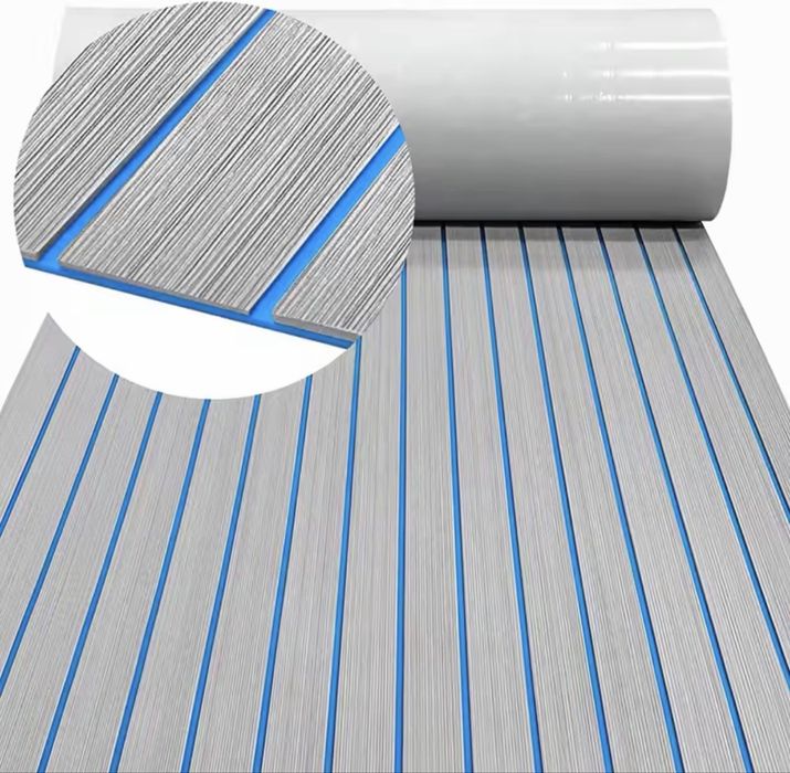 Mocheta Covoraș de punte din spumă EVA imitație de tec pentru barci podea marină din tec impermeabilă ponton maro și negru 240x45Cm