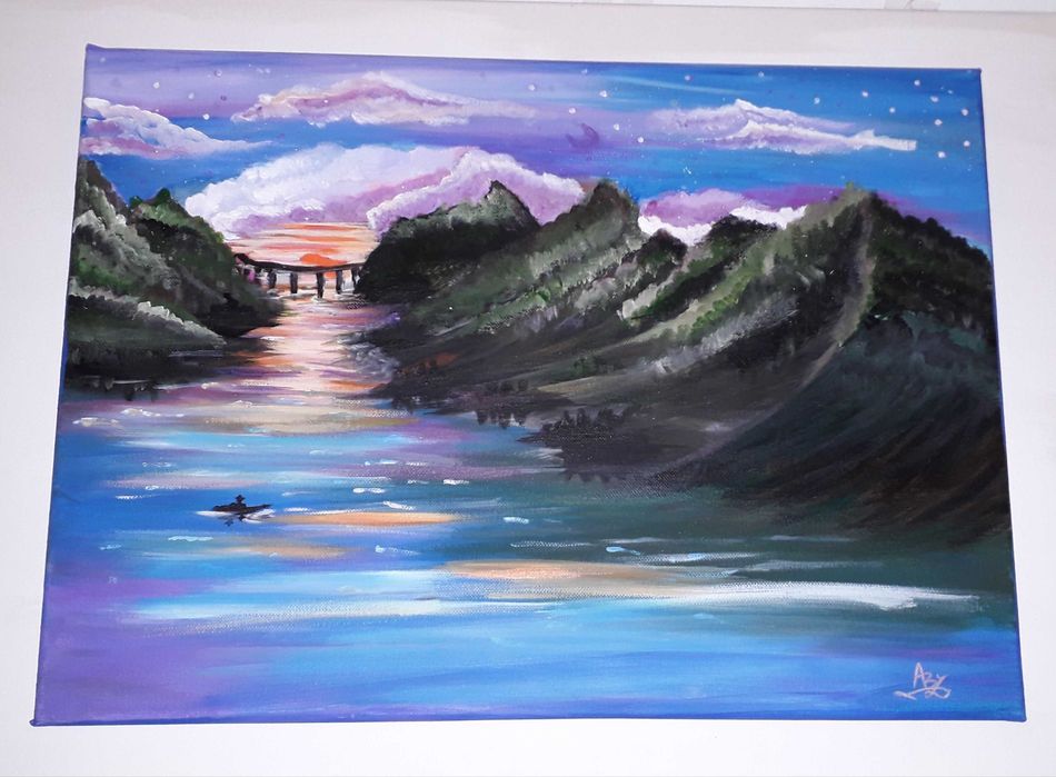 Pictura in culori acrilice "Lilac Sky"