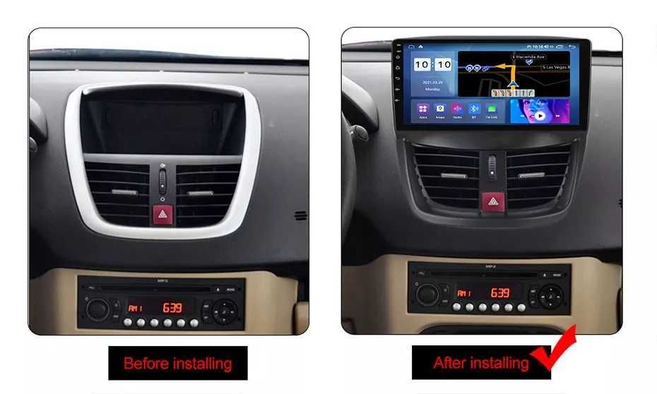 NAVIGATIE Android 14 Peugeot 207 2006 - 2015 1/8 Gb CarPlay + CAMERA