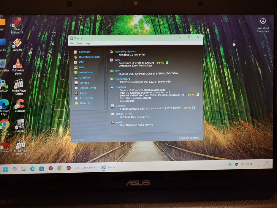 Laptop 15.6" ASUS K52JC Intel Core i3-370M 2.4GHz 8GB DDR3 120GB SSD
