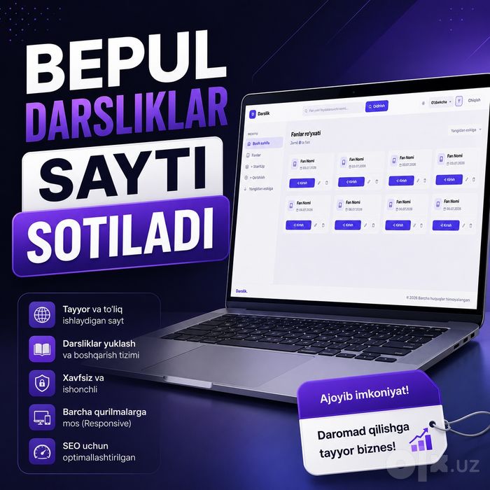 Bepul Darsliklar sayti Sotuvda