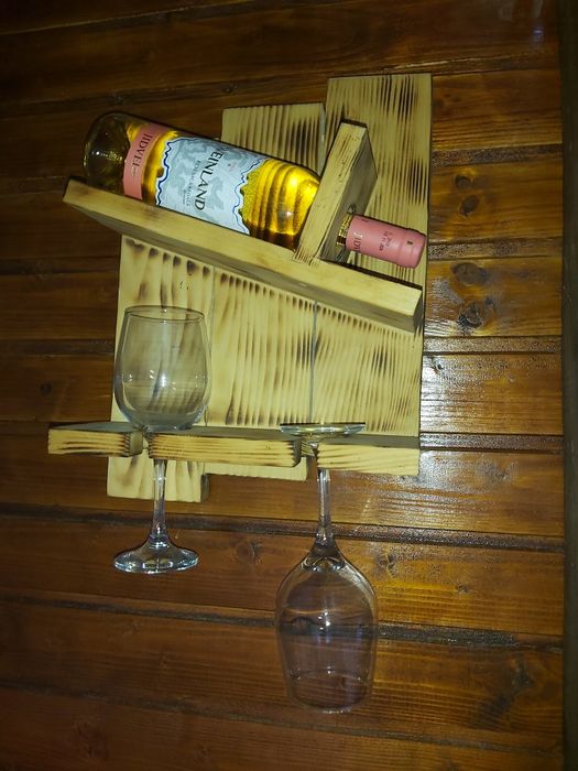 Suport sticla de vin cu 2 pahare !