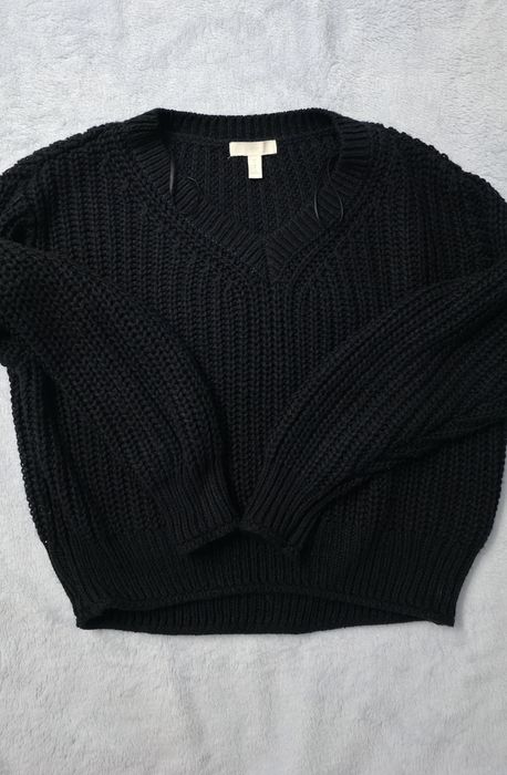Pulover tricotat H&M pentru femei, bleumarin inchis/negru, marimea S