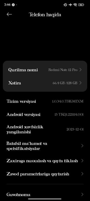Redmi not 12 pro 4G