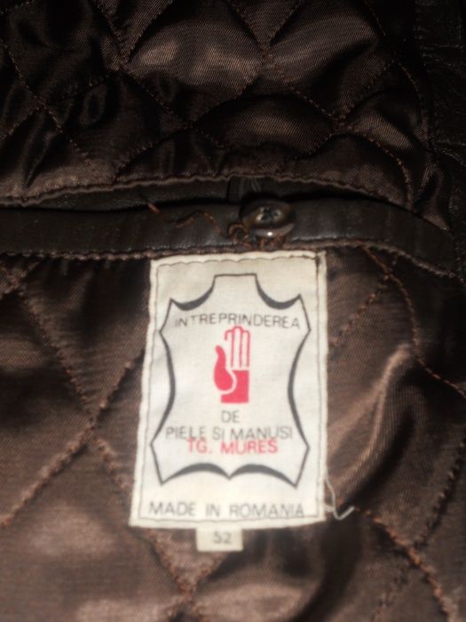 Geacă din piele naturală marca IPM Târgu Mureș®, nouă, lungă, de iarnă