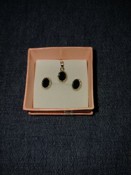 Сребърен комплект обеци и колие/висулка