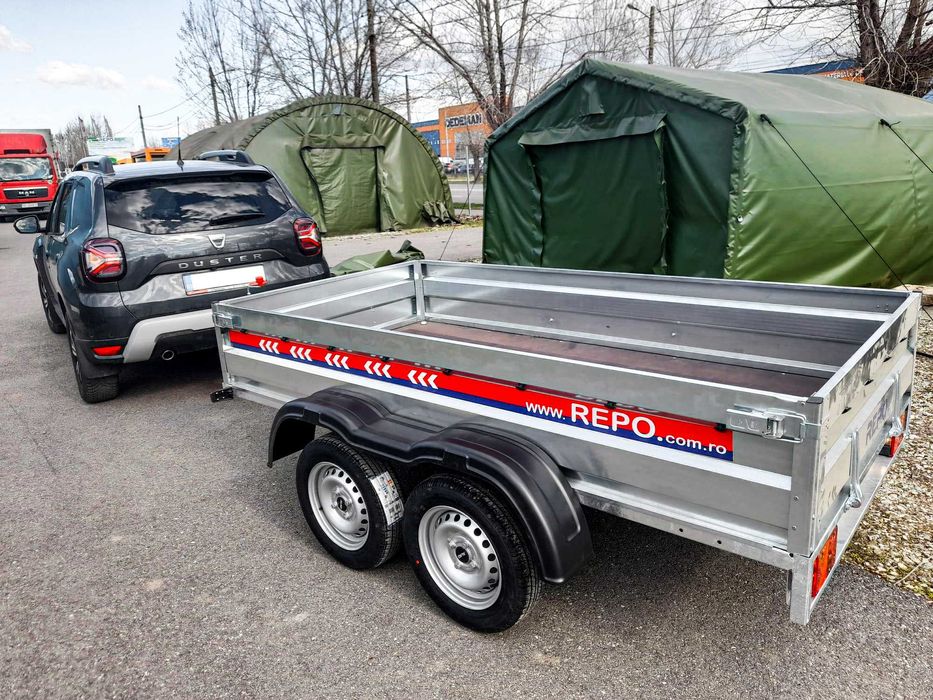 Remorca NOUA REPO 750kg doua axe basculabila carte RAR, asigurare