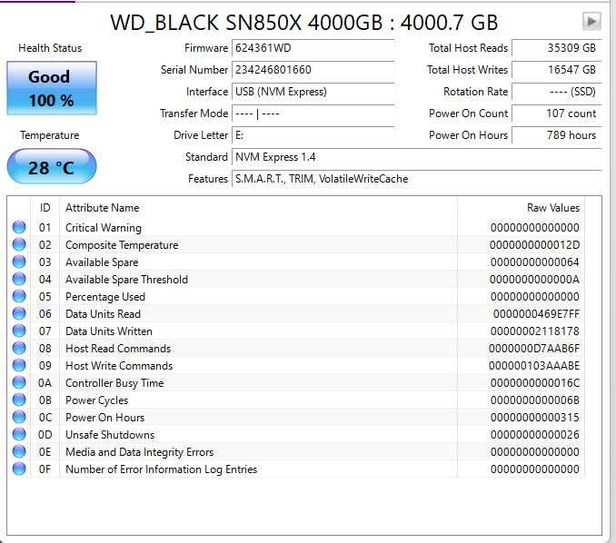 Диск SSD 4TB, Western Digital Black SN850X, NVMe, M.2 (2280), 7300MB/s