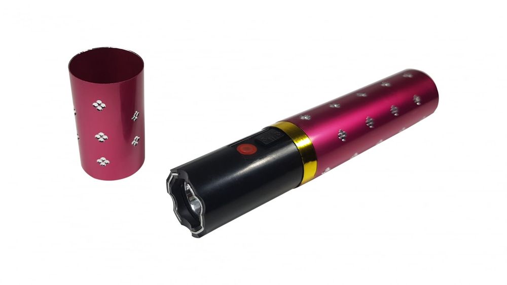 Mini electrosoc in forma de ruj cu lanterna, roz