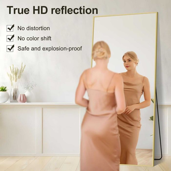 Oglindă mare 179 x 65 cm cu ramă din aluminiu,auriu  ÎNALTĂ CALITATE