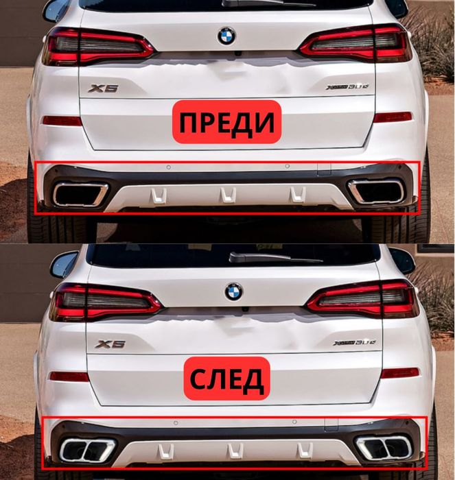 Стикери Двойни Накрайници Ауспух BMW БМВ X5 G05 / X7 G07 – Черен Гланц НАЛИЧНИ НА СКЛАД!!