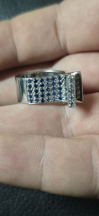 Inel aur 18 k safire si diamante naturale