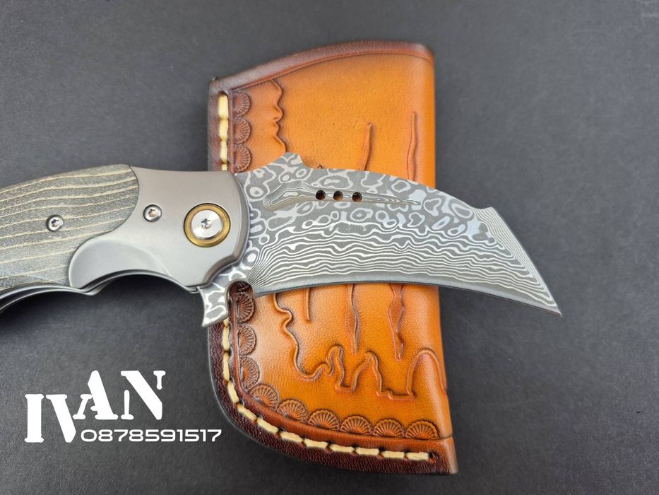 Сгъваем нож-Карамбит-Tyrannosaur Claw-VG10 Дамаска стомана