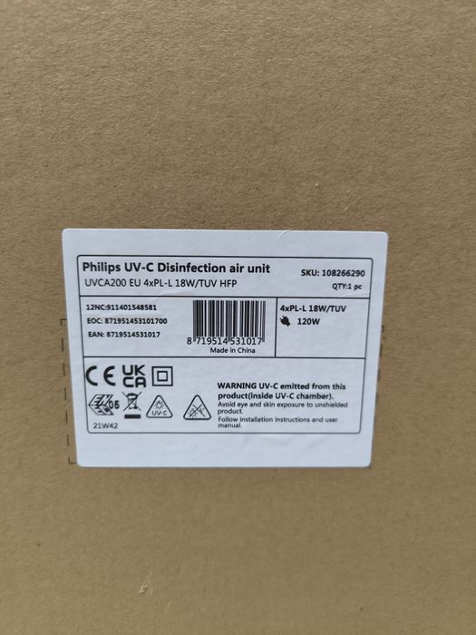Purificator  aer profesional Philips
UVCA200 EU 4xPL-L 18